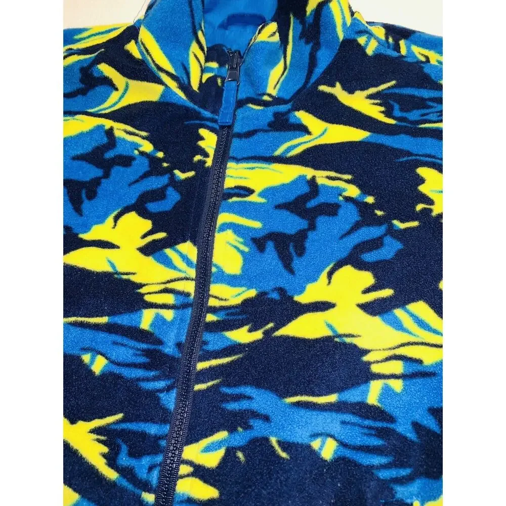Sz 8 Athletech Youth Reversible Lightweight Jacket Brite Blue & Yellow/Blue Camo